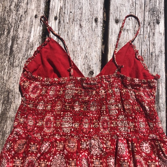Red boho cotton summer dress - Picture 5 of 9